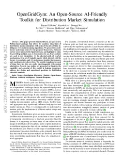 OpenGridGym: An Open-Source AI-Friendly Toolkit for Distribution Market
  Simulation