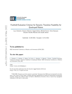 Foothold Evaluation Criterion for Dynamic Transition Feasibility for
  Quadruped Robots
