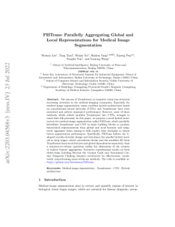 PHTrans: Parallelly Aggregating Global and Local Representations for
  Medical Image Segmentation