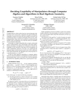 Deciding Cuspidality of Manipulators through Computer Algebra and
  Algorithms in Real Algebraic Geometry