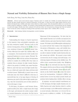Normal and Visibility Estimation of Human Face from a Single Image