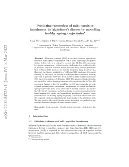 Predicting conversion of mild cognitive impairment to Alzheimer's
  disease