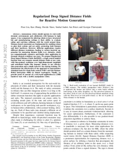 Regularized Deep Signed Distance Fields for Reactive Motion Generation