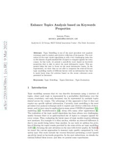 Enhance Topics Analysis based on Keywords Properties
