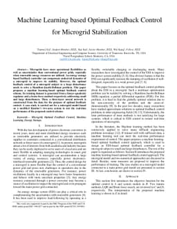 Machine Learning based Optimal Feedback Control for Microgrid
  Stabilization