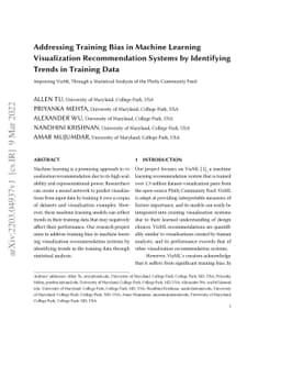 Addressing Bias in Visualization Recommenders by Identifying Trends in
  Training Data: Improving VizML Through a Statistical Analysis of the Plotly
  Community Feed