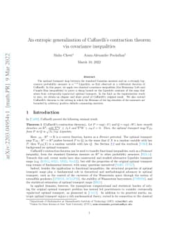 An entropic generalization of Caffarelli's contraction theorem via
  covariance inequalities