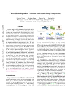 Neural Data-Dependent Transform for Learned Image Compression