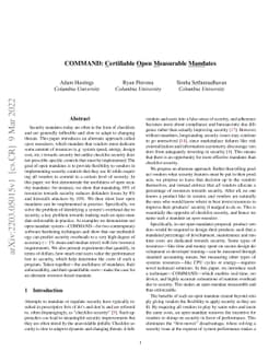 COMMAND: Certifiable Open Measurable Mandates