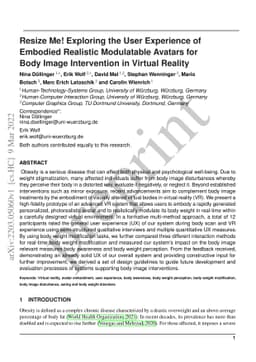 Resize Me! Exploring the User Experience of Embodied Realistic
  Modulatable Avatars for Body Image Intervention in Virtual Reality