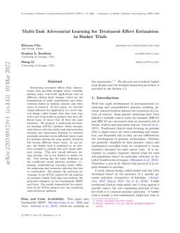 Multi-Task Adversarial Learning for Treatment Effect Estimation in
  Basket Trials