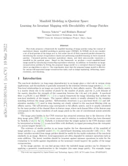 Manifold Modeling in Quotient Space: Learning An Invariant Mapping with
  Decodability of Image Patches