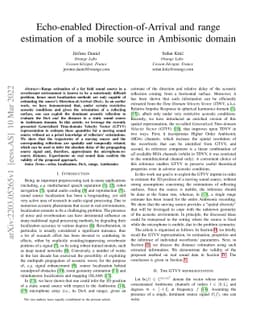 Echo-enabled Direction-of-Arrival and range estimation of a mobile
  source in Ambisonic domain