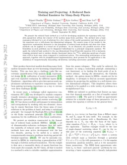 Training and Projecting: A Reduced Basis Method Emulator for Many-Body
  Physics