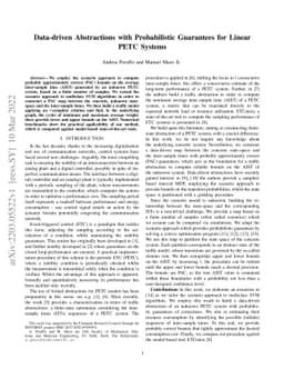 Data-driven Abstractions with Probabilistic Guarantees for Linear PETC
  Systems