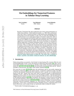 On Embeddings for Numerical Features in Tabular Deep Learning