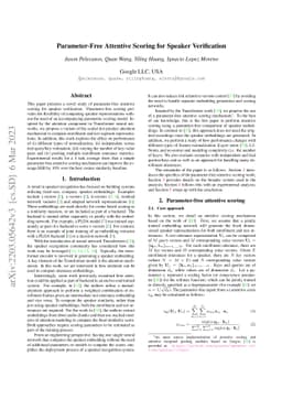 Parameter-Free Attentive Scoring for Speaker Verification