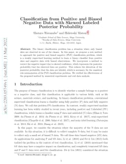 Classification from Positive and Biased Negative Data with Skewed
  Labeled Posterior Probability