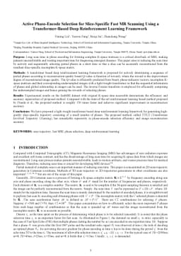 Active Phase-Encode Selection for Slice-Specific Fast MR Scanning Using
  a Transformer-Based Deep Reinforcement Learning Framework
