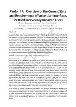 Pardon? An Overview of the Current State and Requirements of Voice User
  Interfaces for Blind and Visually Impaired Users
