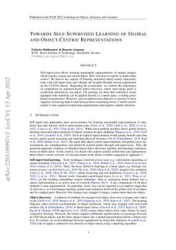 Towards Self-Supervised Learning of Global and Object-Centric
  Representations