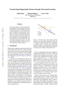 Towards Equal Opportunity Fairness through Adversarial Learning