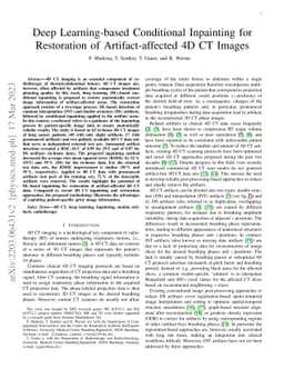 Deep learning-based conditional inpainting for restoration of
  artifact-affected 4D CT images