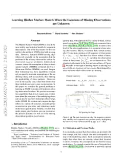 Learning Hidden Markov Models When the Locations of Missing Observations
  are Unknown