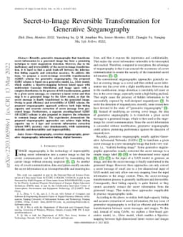 Secret-to-Image Reversible Transformation for Generative Steganography