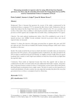 Measuring anomalies in cigarette sales by using official data from
  Spanish provinces: Are there only the anomalies detected by the Empty Pack
  Surveys (EPS) used by Transnational Tobacco Companies (TTCs)?