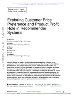 Exploring Customer Price Preference and Product Profit Role in
  Recommender Systems