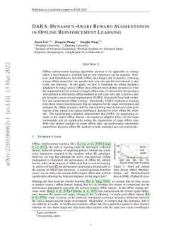 DARA: Dynamics-Aware Reward Augmentation in Offline Reinforcement
  Learning