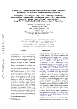 SUPERB-SG: Enhanced Speech processing Universal PERformance Benchmark
  for Semantic and Generative Capabilities