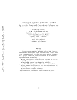 Modeling of Dynamic Networks based on Egocentric Data with Durational
  Information