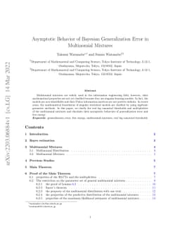 Asymptotic Behavior of Bayesian Generalization Error in Multinomial
  Mixtures
