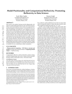 Model Positionality and Computational Reflexivity: Promoting Reflexivity
  in Data Science