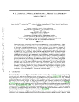 A Bayesian approach to translators' reliability assessment
