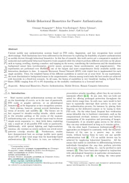 Mobile Behavioral Biometrics for Passive Authentication