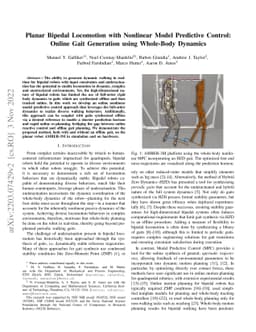 Planar Bipedal Locomotion with Nonlinear Model Predictive Control:
  Online Gait Generation using Whole-Body Dynamics