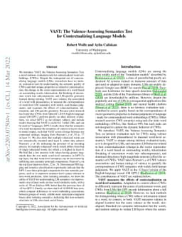 VAST: The Valence-Assessing Semantics Test for Contextualizing Language
  Models
