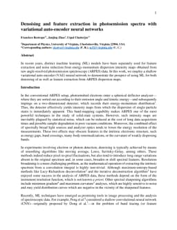 Denoising and feature extraction in photoemission spectra with
  variational auto-encoder neural networks