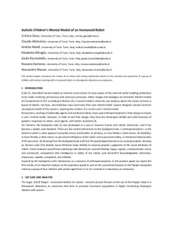 Autistic Children's Mental Model of an Humanoid Robot