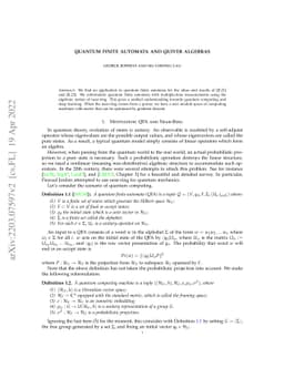 Quantum Finite Automata and Quiver Algebras