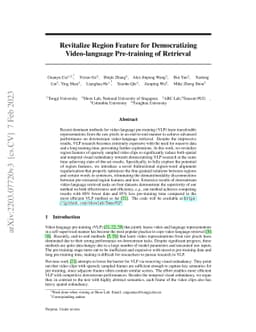 Revitalize Region Feature for Democratizing Video-Language Pre-training
  of Retrieval