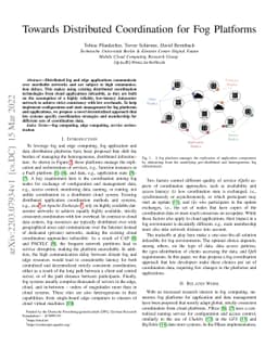 Towards Distributed Coordination for Fog Platforms
