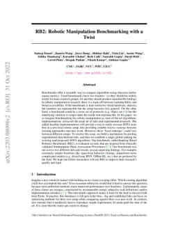RB2: Robotic Manipulation Benchmarking with a Twist