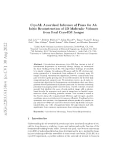 CryoAI: Amortized Inference of Poses for Ab Initio Reconstruction of 3D
  Molecular Volumes from Real Cryo-EM Images