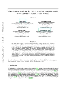 HiSA-SMFM: Historical and Sentiment Analysis based Stock Market
  Forecasting Model