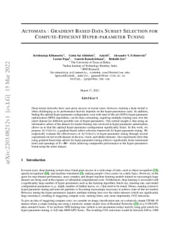 AUTOMATA: Gradient Based Data Subset Selection for Compute-Efficient
  Hyper-parameter Tuning