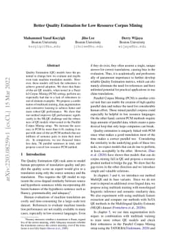 Better Quality Estimation for Low Resource Corpus Mining
